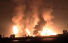 انفجار و آتش‌سوزی در خط سراسری گاز