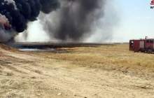 آتش سوزی در خط انتقال نفت در حمص سوریه